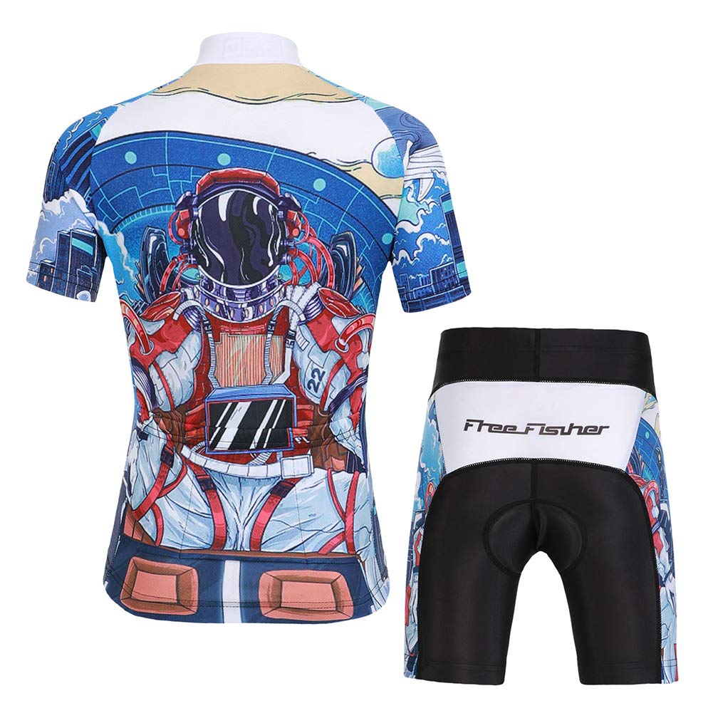 Maillot de cyclisme à manches courtes et short respirant Motif dessin animé pour vélo de montagne pour filles et garçons