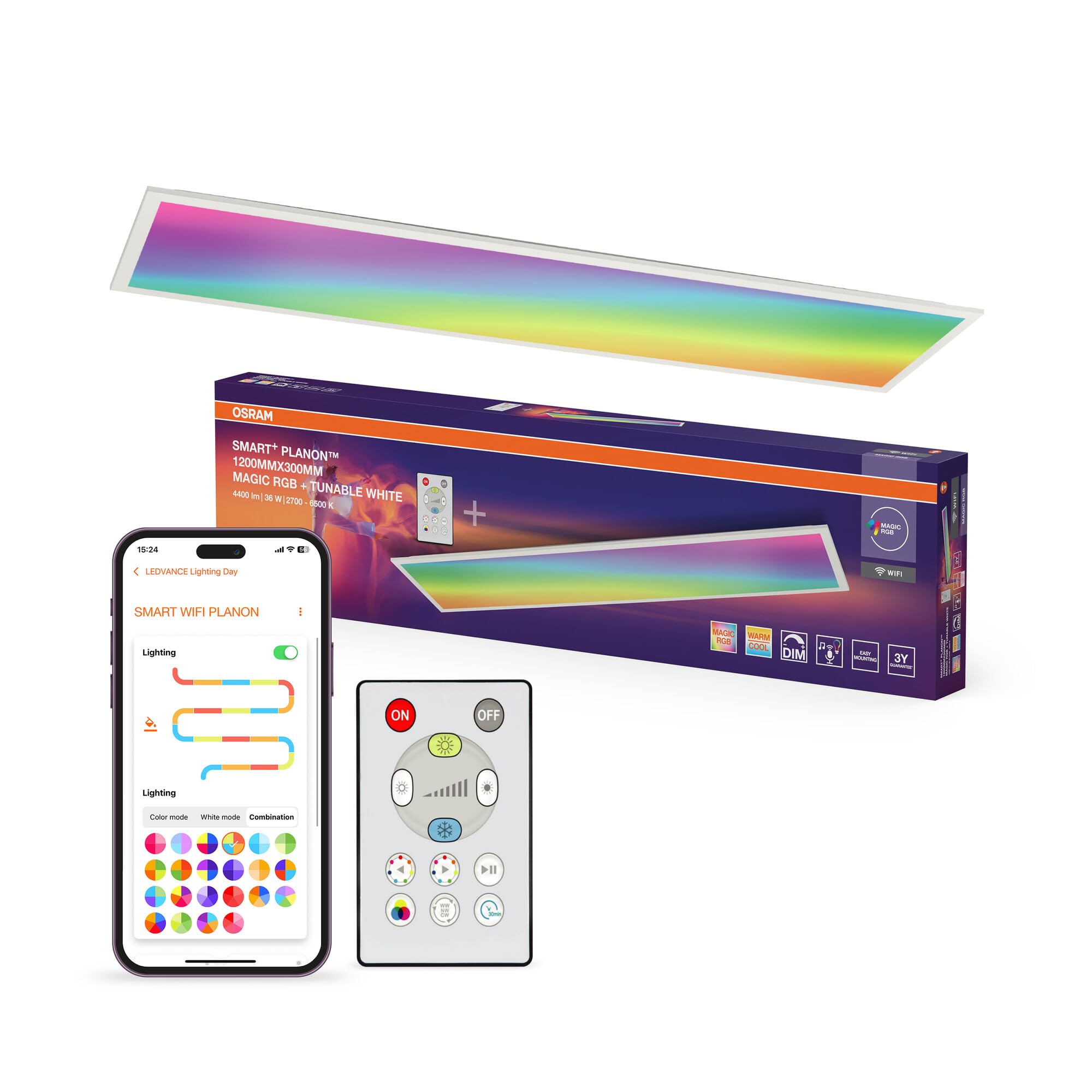 OSRAM SMART+ WIFI MAGIC pannello, bianco, 36W, 3600lm | Smart+ Wifi Planon Magic, Party Lighting Special and Mood Light, Bianco, dia, 30000 h, confezione da 1