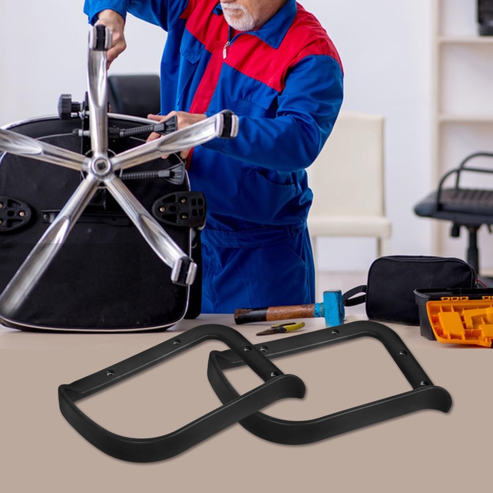 MAGICLULU Reposabrazos Sólidos y Resistentes Negro Ergonómicos de Plástico 2 Piezas para Silla Giratoria y Oficina Adecuado para Personas Mayores y Embarazadas
