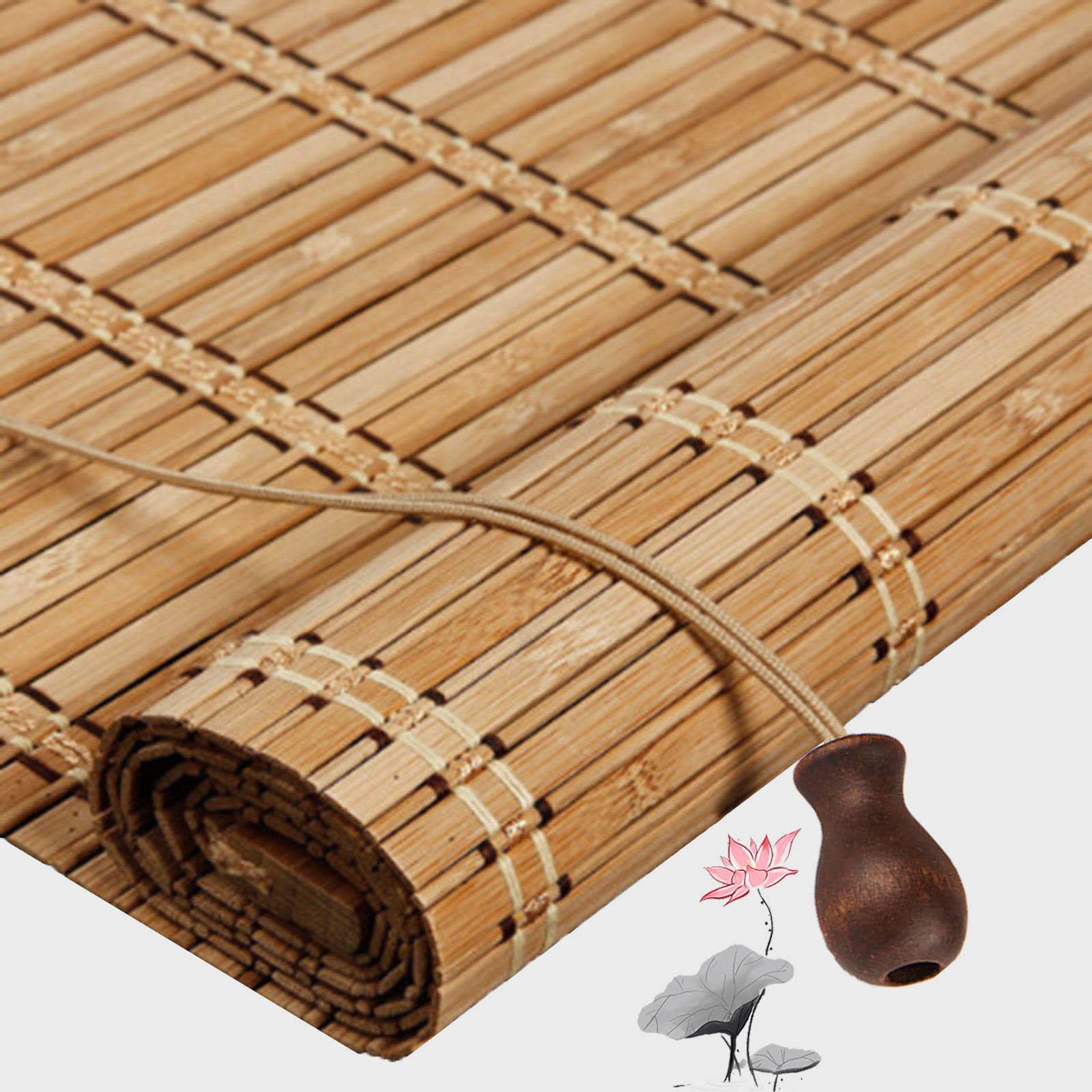 Pxzybd Tende a Rullo in bambù per Esterni 50cm 60cm 70cm 80cm 90cm 100cm 120cm Tapparella,Cortina di bambù per Finestre,Tende Avvolgibile Tende da Sole,Tenda a Pacchetto retrò,W×H-100x200cm/39.5x79in