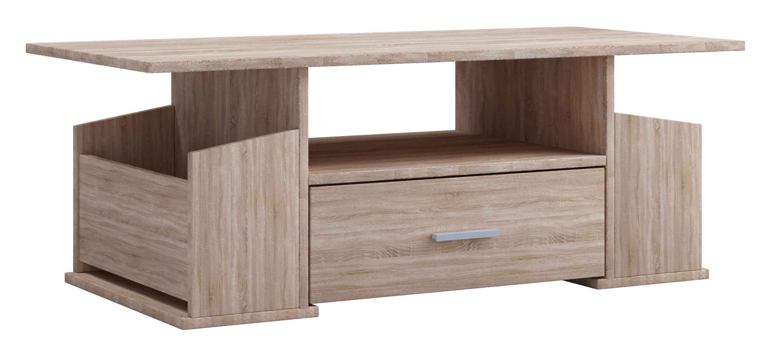 VCM Holz Couchtisch mit ausreichend Stauraum | Maße ca. H. 44 x B. 110 x T. 52 cm | Wohnzimmertisch mit Schublade - Junata Sonoma-Eiche (Sägerau)
