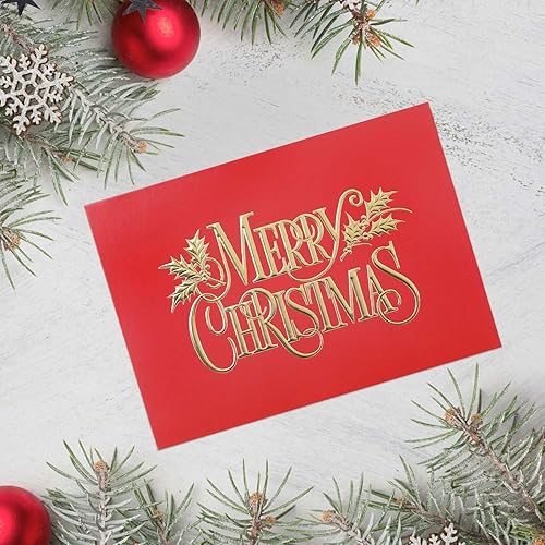 Miniatura 5 de Masterpiece - Tarjetas de nostalgia de Navidad, 16 tarjetas navideñas en caja con sobres forrados de papel dorado a juego, 5 58 x 7 78 pulgadas,