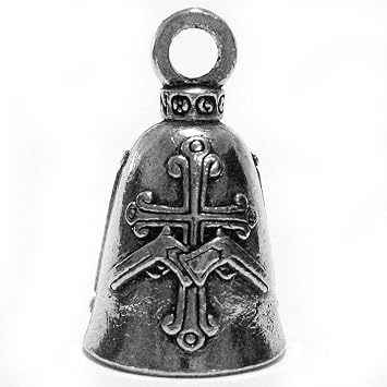Guardian Bell This Bike Protected by Good Luck Bell w/Keyring & Black Velvet Gift Bag | Motorcycle Bell | Lead-Free Pewter | Made in USA