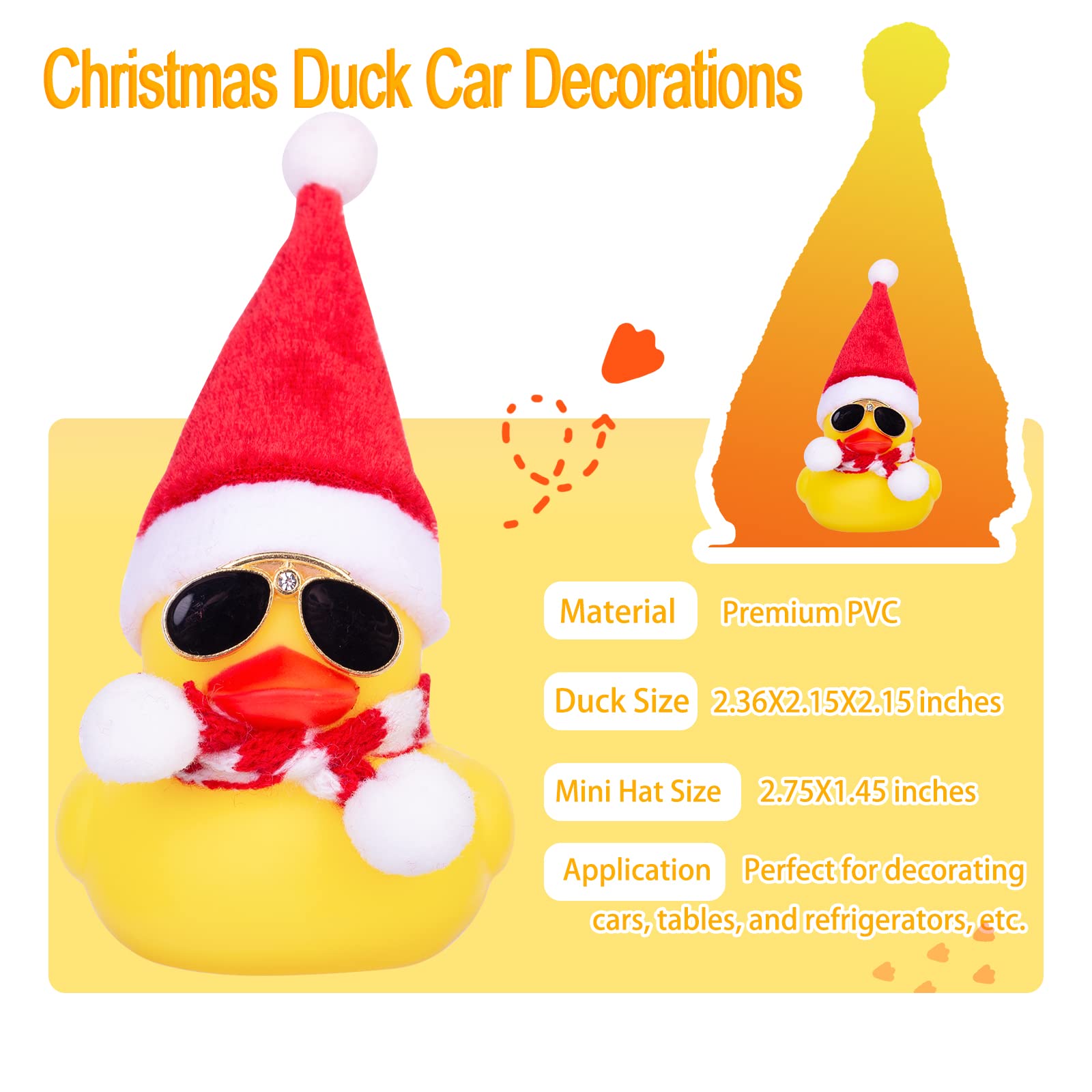 MuMyer Christmas Rubber Duck Car Dashboard Ornaments - 2 Inch Squeaky Snowman Ducks With Headbands For Holiday Decor - View #4