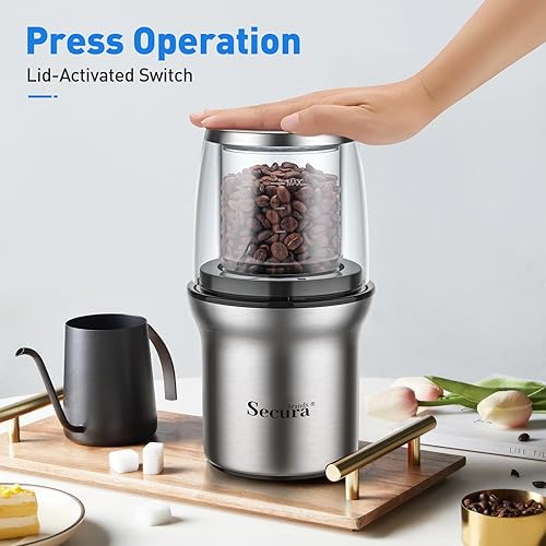 Miniatura 3 de Molinillo eléctrico de semillas de hierbas con dos cuencos de vidrio, molinillo seco y húmedo