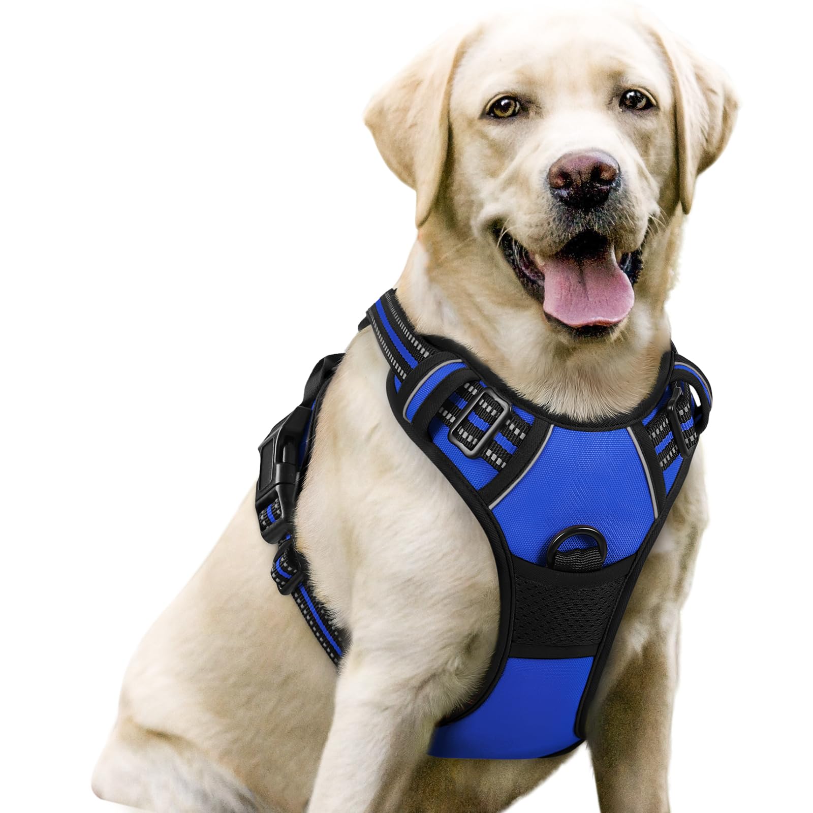 rabbitgoo Dog Harness No Pull with 2 Leash Clips, Adjustable Soft Padded, Reflective Oxford No Choke Pet Vest with Easy Control Handle for Large Dogs,