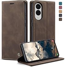KZB Funda para Samsung Galaxy S25 Edge 5G Libro Fundas con Tapa Móvil Cuero Carcasa Magnética Tarjetero Soporte Protector Flip Cartera Antigolpes Case para Samsung Galaxy S25 Edge - Café