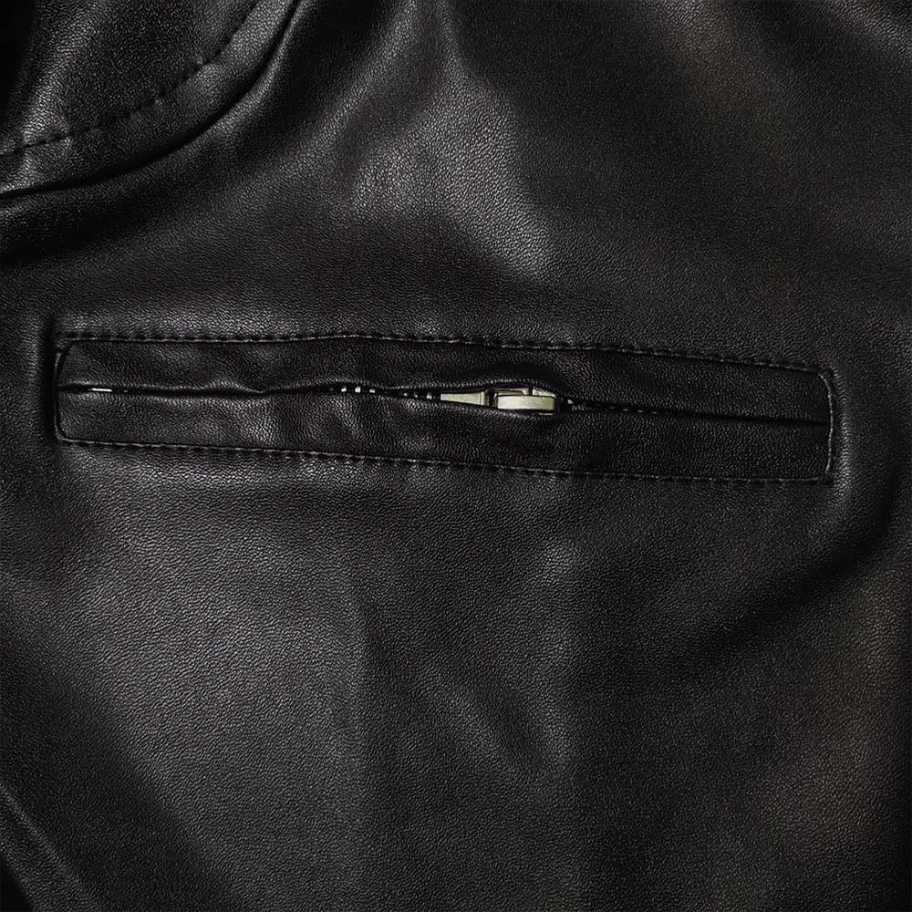 Chaqueta de piel sintética para hombre, estilo bomber para motocicleta, ajuste delgado, suave al tacto, clásico, cuello alto, casual, con cremallera, grueso, cálido, resistente al viento,