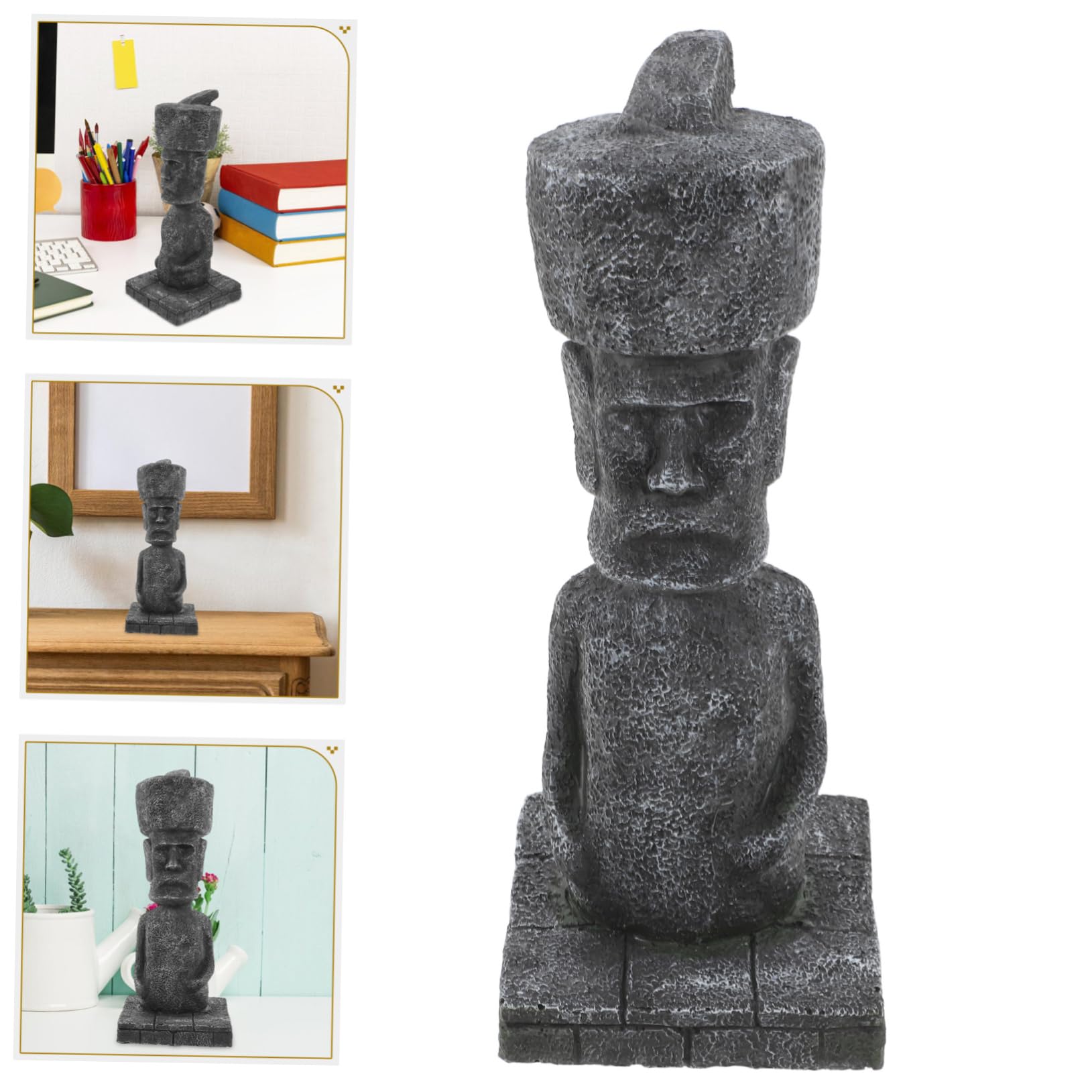 ULTECHNOVO Decorazione per Acquario in Resina, Statua Moai Stile Antico, Effetto Roccia Realistico, Facile da Disporre, per Acquario e Ufficio
