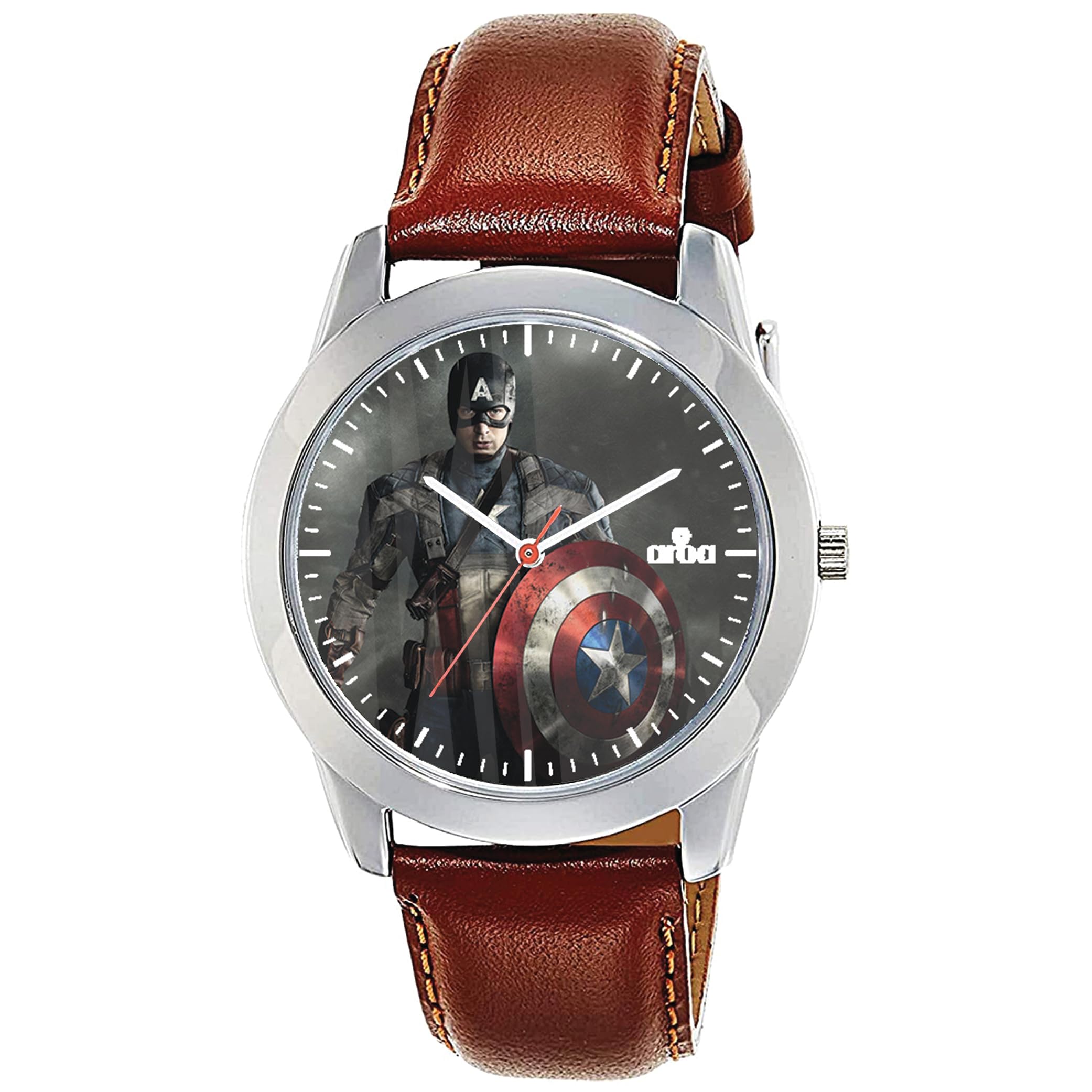 AROA Watch for Men with Captain America with Shield in Hand Model :903 in Steel Metal Type Brown Strap Analog Watch Black Dial for Men Stylish Watch for Boys (B0CDLSPXW8) Amazon Price History, Amazon Price Tracker
