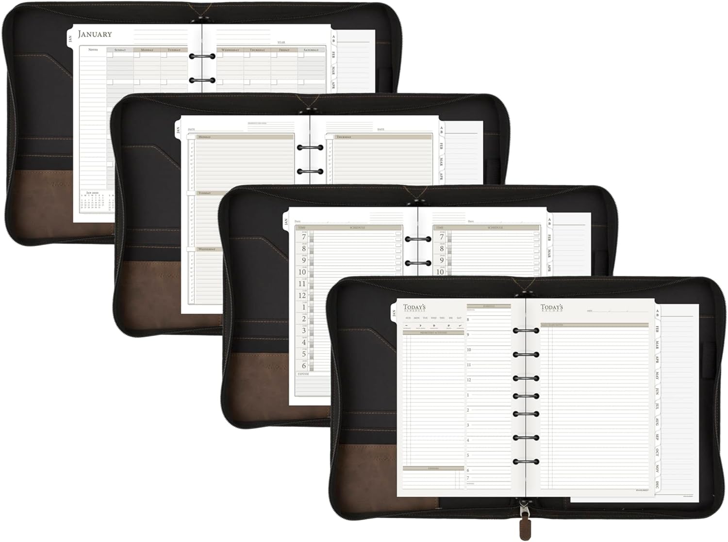 AT-A-GLANCE Simulated Leather Undated Starter Set, 43184 DAY-TIMER, Desk Size, Distressed Brown (031-0140-04)