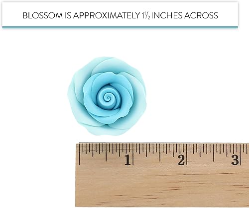 Miniatura 7 de Global Sugar Art Rosas comestibles premium, azul claro, sin alambre, medianas de 1.5 pulgadas, 12 unidades por Chef Alan Tetreault