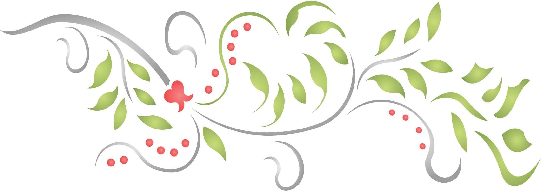Vine Stencil, 11.5 x 31.7 cm (M) - Creeper Plant Floral Border Stencils for Painting Template