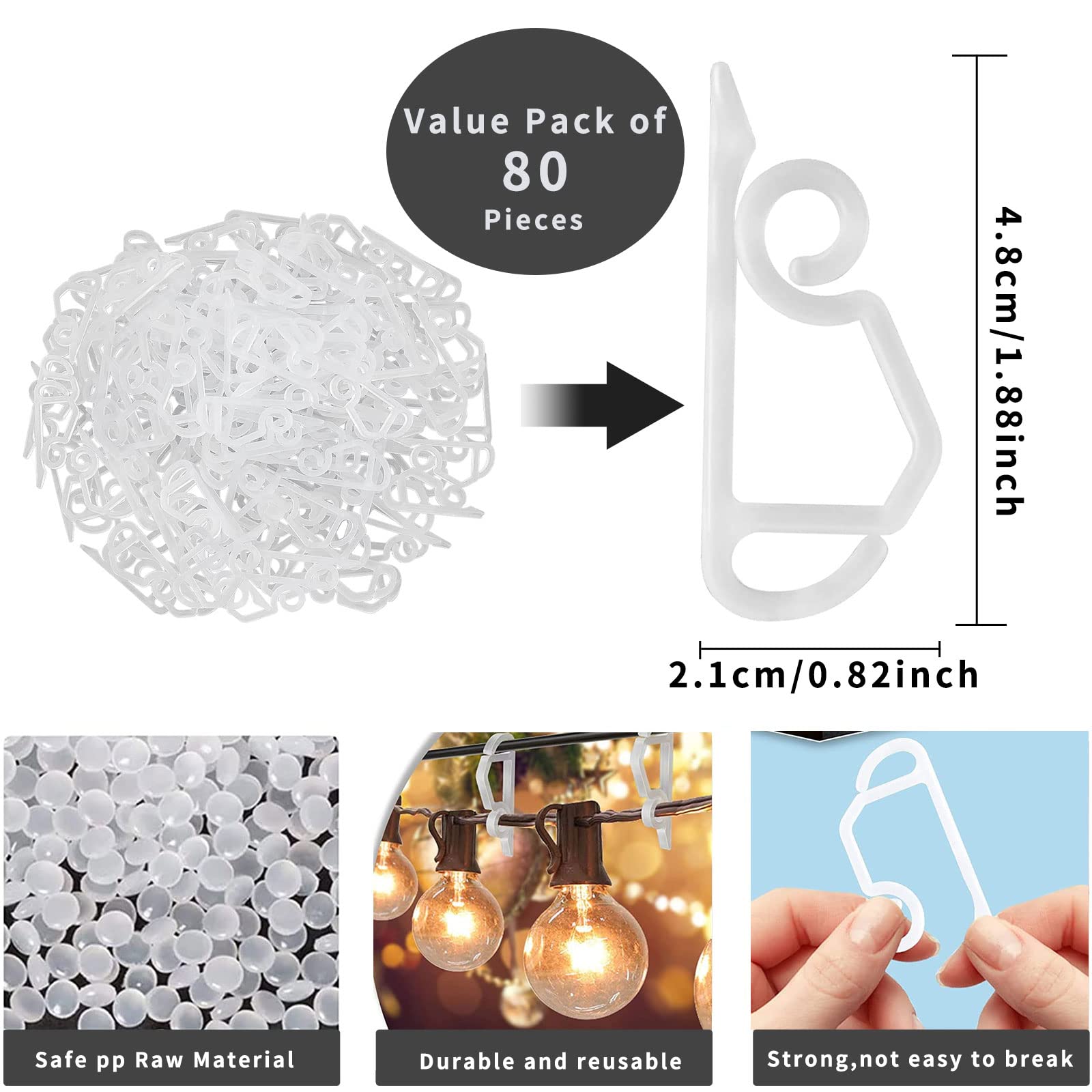 150 Dachrinnenhaken Für Lichterketten – Transparent-weiß, Aus PP-Kunststoff, UV-beständig, -30°C Bis +60°C, Für Weihnachten, Hochzeiten & Garten