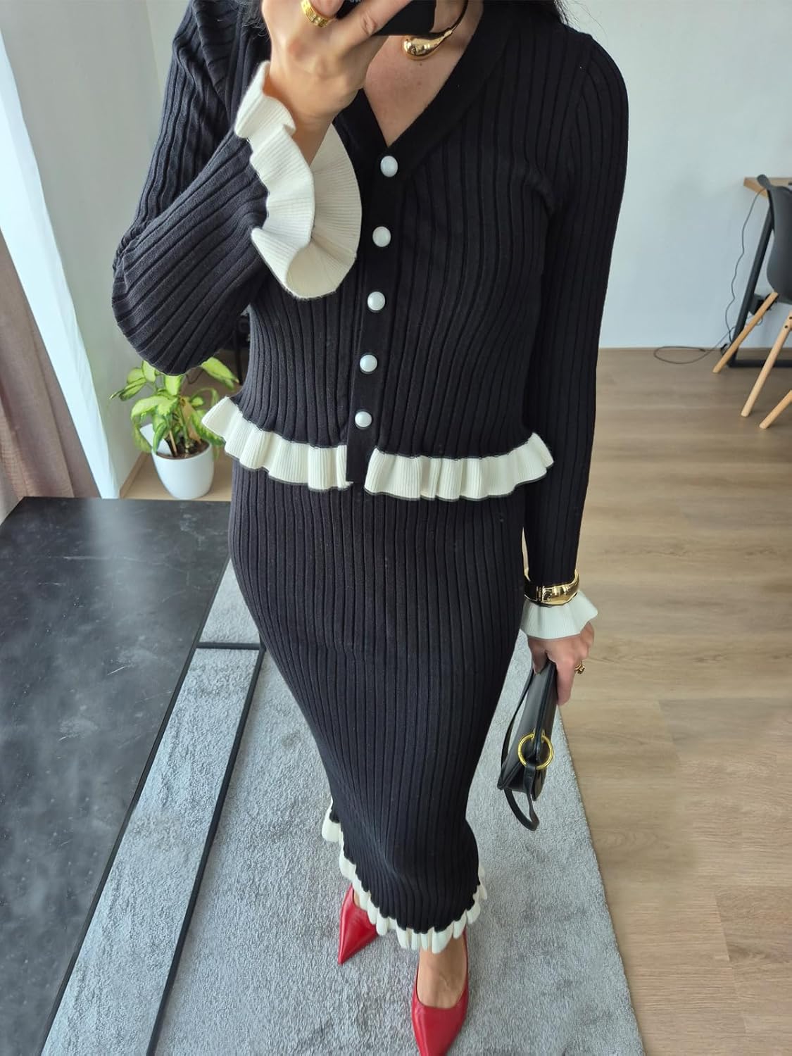Sweater Skirt Sets for Women 2 Piece Outfit Spring Fall Knit Long Skirt and Cardigan Sweater Set Vacation Outfits - Image 7