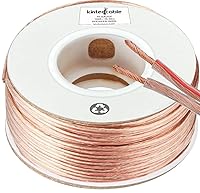 Vista 1 de Kinter Cable de cable de altavoz estéreo de calibre 16 de 100 pies, 100.0 ft, 2 conductores, marca de polaridad, PVC transparente flexible, CCA