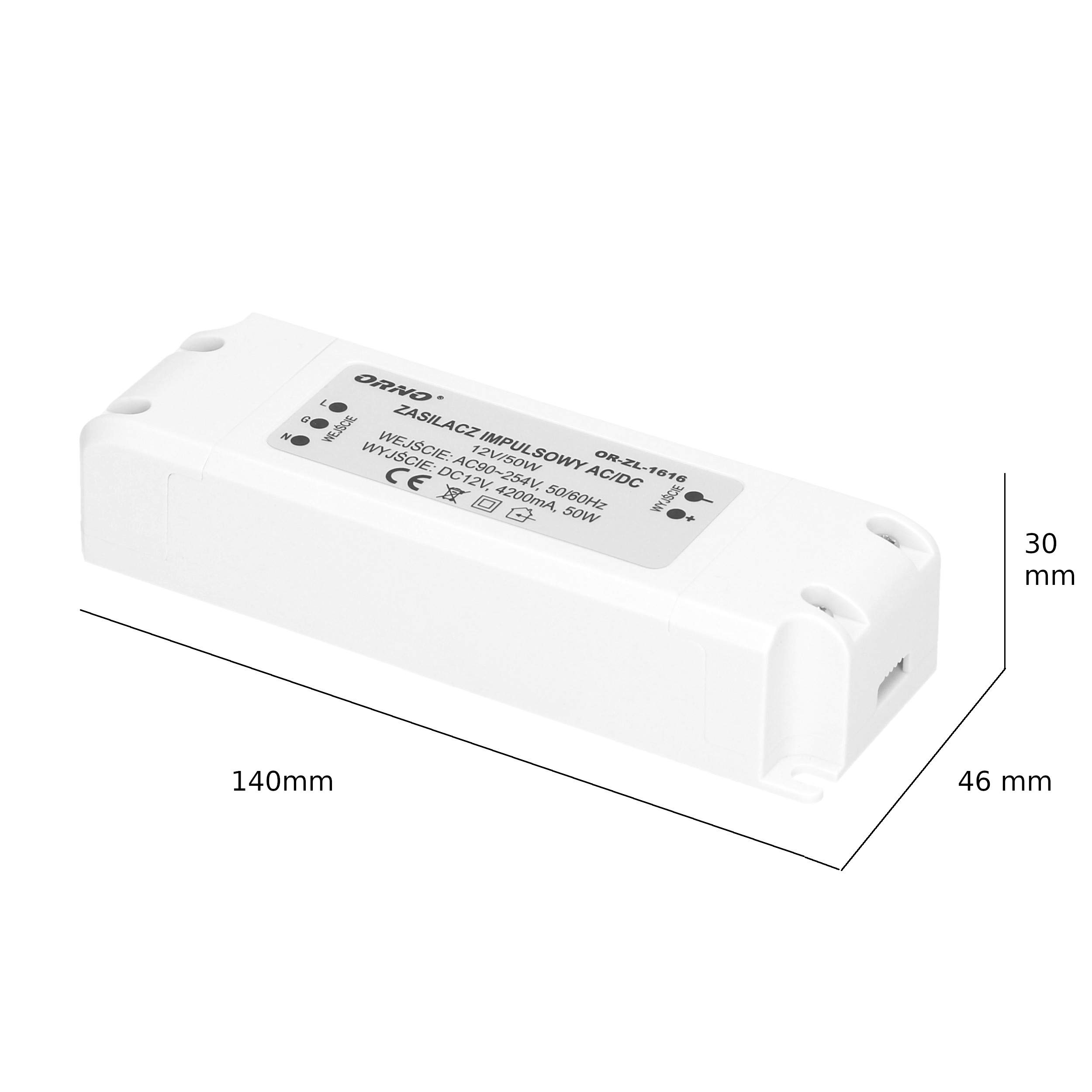ORNO ZL-1616 Zasilacz do LED 12VDC 50W, IP20