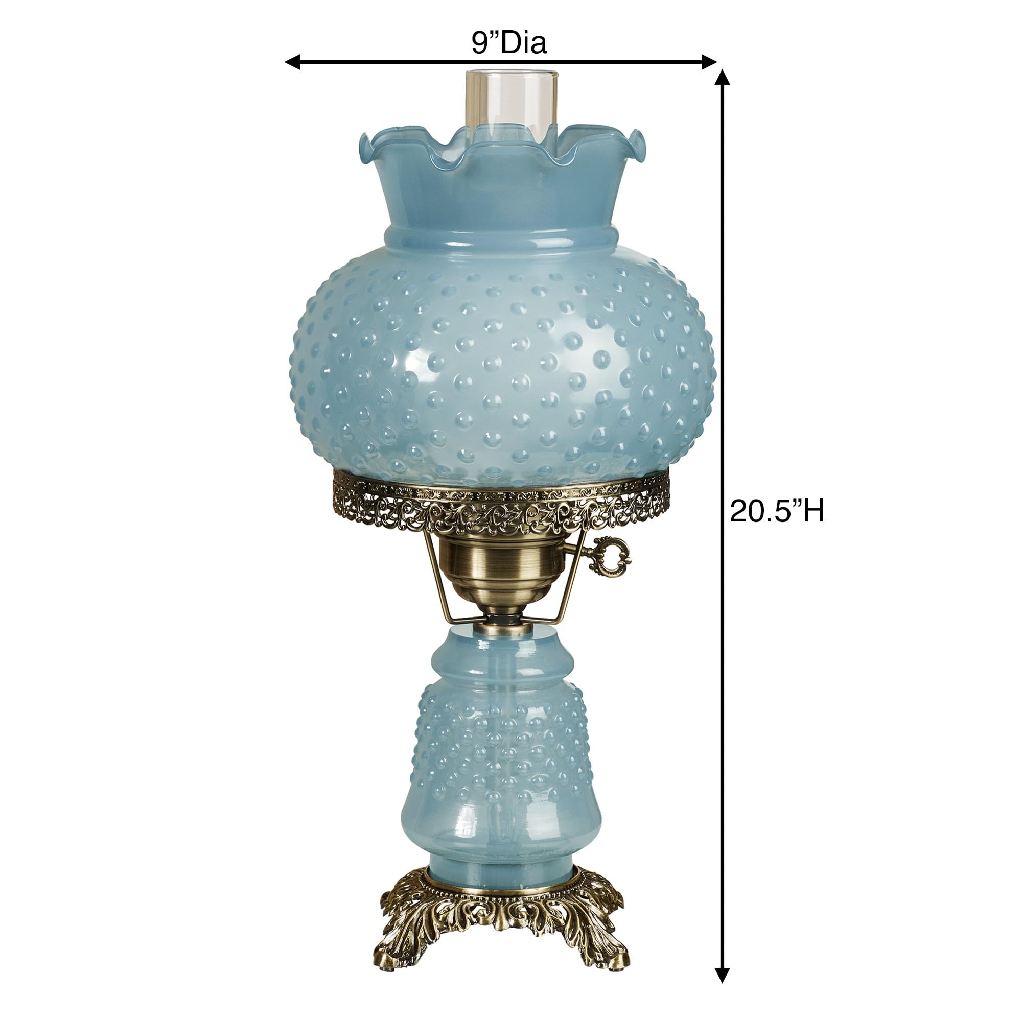 Touch of Class Mindy Hobnail Glass Table Lamp - Blue Shade