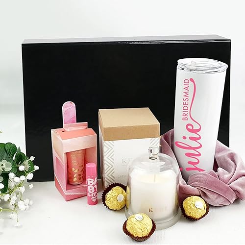 Miniatura 6 de Aimyoo Caja de regalo plegable mediana negra con tapas de cierre magnético de 10.5 x 7 x 3 pulgadas, cajas de propuestas de dama de honor, caja de