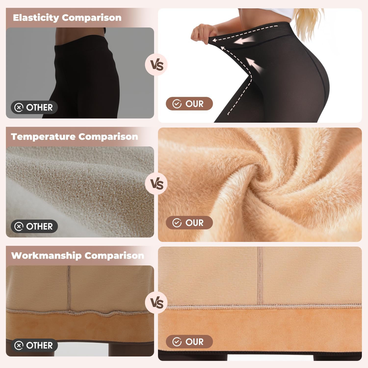 Fleece Lined Leggings Women Comfort Fleece Lined Tights Thermal Legging for Womens High Waist Warm Tights for Women - Image 3