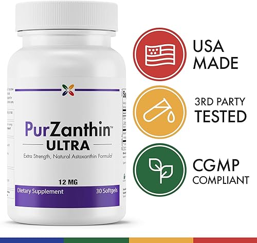 Miniatura 4 de Stop Aging Now PurZanthin Ultra Natural Astaxantina 12 mg cápsulas blandas (paquete de 1)