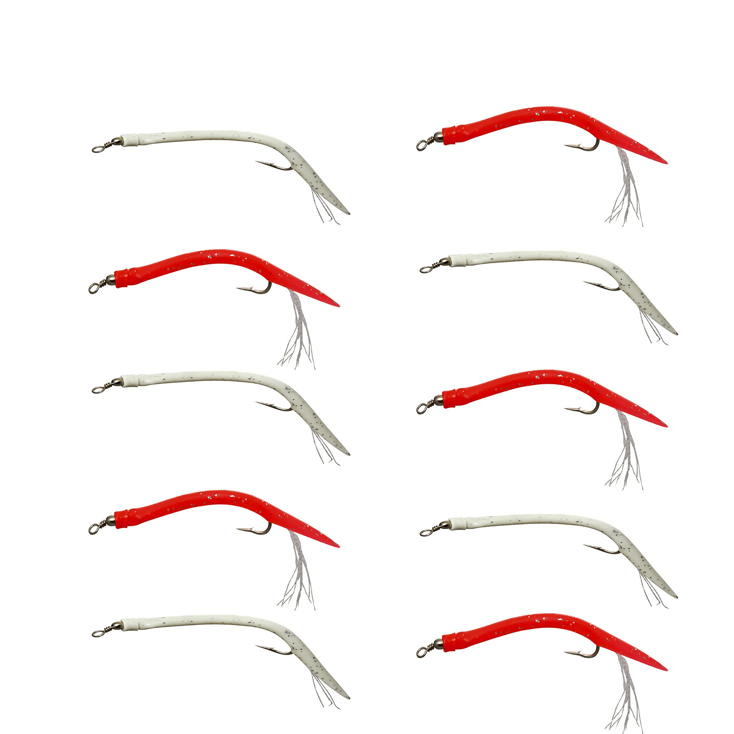 Esca Pesca Traina Artificiale Spinning Mare Serra Spigola Gomma Con Amo KIT 10 PZ