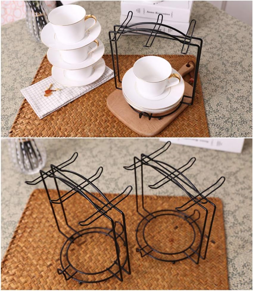Tea Cups Display Stand Coffee Cups Rack Mug Holder Stand Cups and Dishes Organizer, Storage Drying Rack 6 Teacups