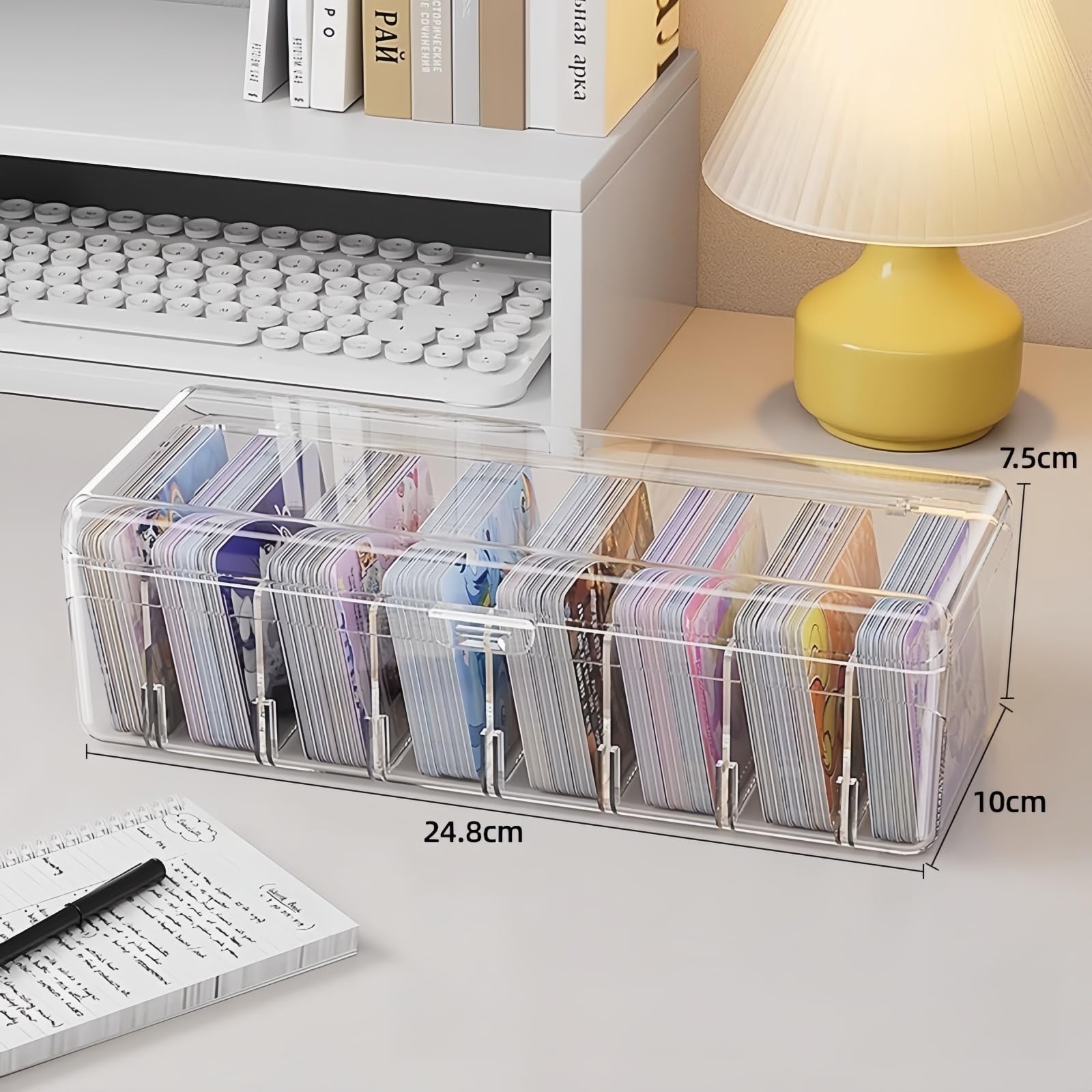 Caja Cartas, Caja para Tarjetas, Game Card Storage Box Deck, Organizador Transparente con Separadores Ajustables, para Tarjetas de Estudio, Tarjetas de Visita, Notas y Tarjetas de Colección