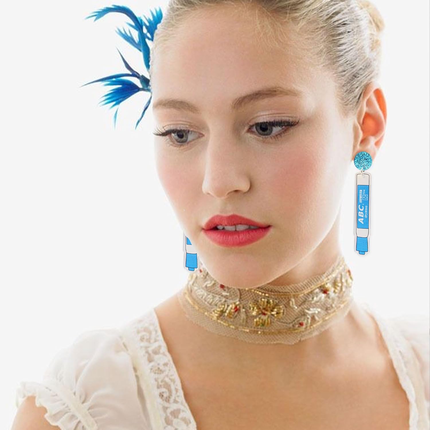 Cute Colorful Marker Pen Stud Earrings Acrylic Pencil Teacher Drop Dangle Earrings Teachers Appreciation Day Creative Jewelry Gift for Women - Image 2