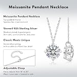 KRKC Moissanite Necklaces for Women, Birthday Christmas Valentine's Day Gift for Her, 0.5-4 CT D Color VVS1 Pendant Necklace, 925 Sterling Silver with 14k White Gold Plated, Luxury Box
