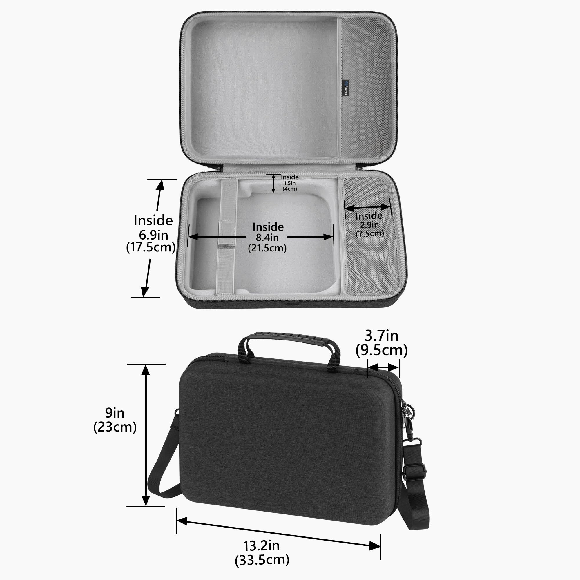 Funda de Viaje de Carcasa rígida Geekria, Compatible con PUTRIMS S36, XuanPad Q5, VOPLLS Q5, Bolsa de Transporte para proyector 4K al Aire Libre (Gris Oscuro)