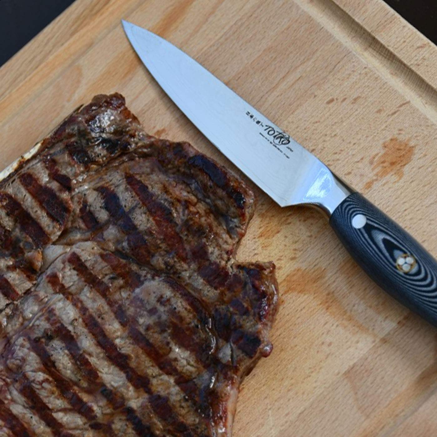 Set di coltelli da Chef giapponesi di fascia alta in acciaio damasco tricolore con anima VG10 lama in acciaio al carbonio con Design moderno manico in legno stabilizzato
