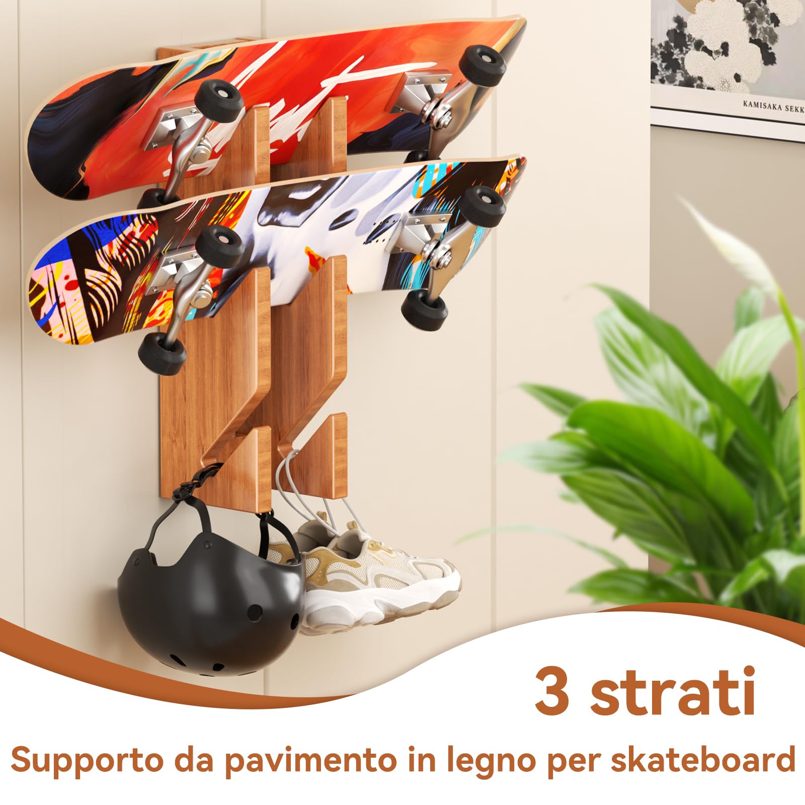 Support de plancher pour planche à roulettes en bois à 3 couches, support de planche à roulettes pour enfants Longboard