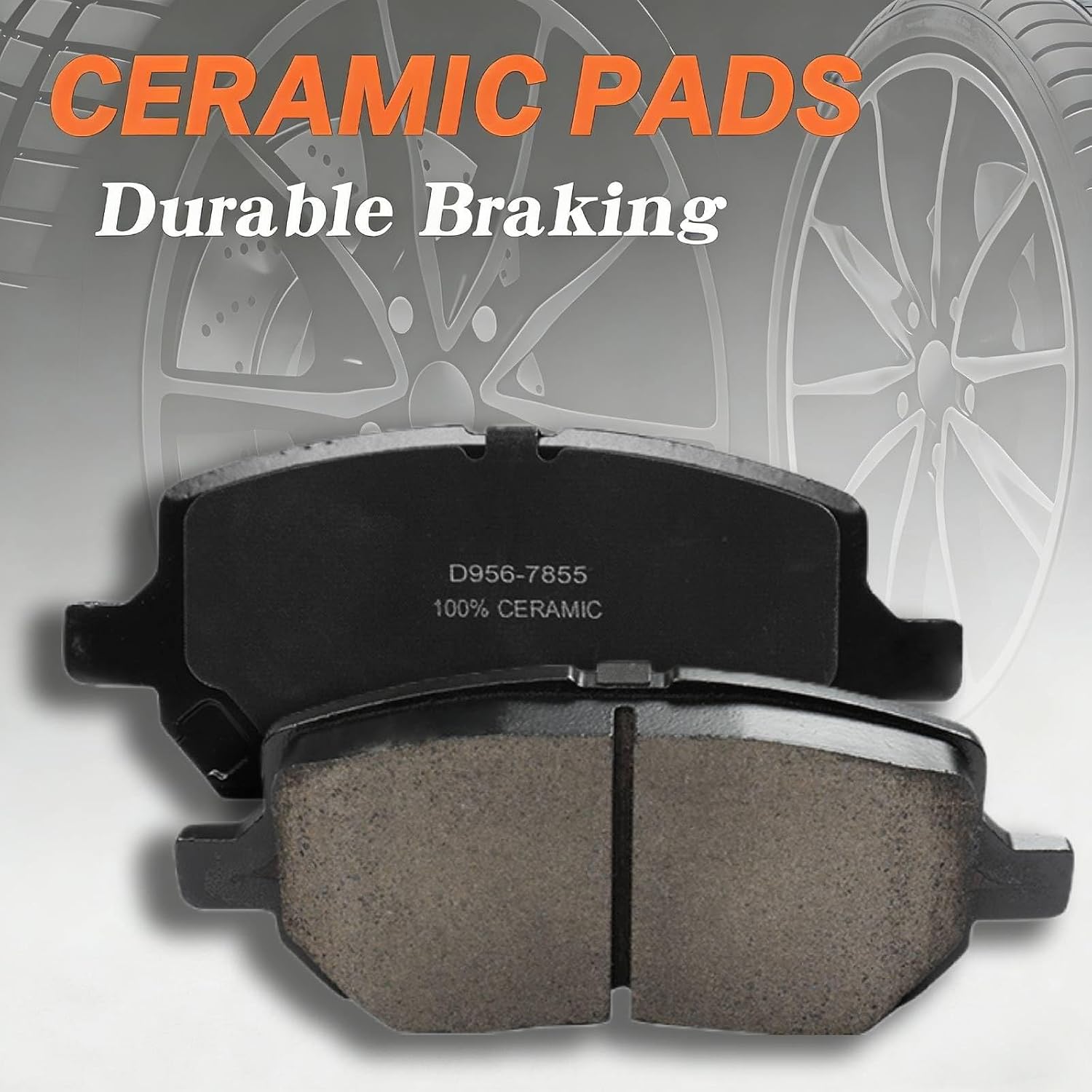 SUNROAD 10.08 inch Front Brake Rotors and Ceramic Pads Kits Replacement for Chevy Cobalt 2005-2010 Pontiac Pursuit 2005-2006 G5 2007-2010 Disc Brake Rotor Pad Set Compatible with Saturn Ion 2003-2007