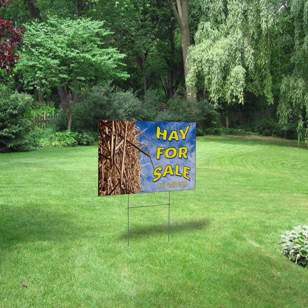 Weatherproof Yard Sign Hay for Sale Business E Blue Lawn Garden Ideas 24x18 Inches 2 Sides Print