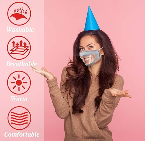 Miniatura 5 de Aucma - Cubrebocas de algodón con clip para la nariz, cinta elástica ajustable para las orejas, lavables y reutilizables, 4unidades por paquete