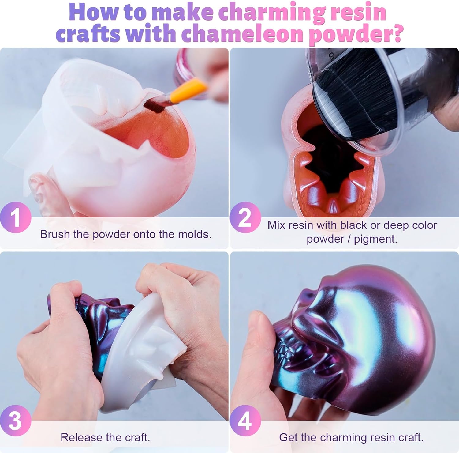 LET'S RESIN Chameleon Mica Powder, 10 * 5g Color Shift Mica Powder for Epoxy Resin/Tumbler, Saturated Color Shifting Chrome Pigment Powders for Painting,Slime,Nails - Image 7