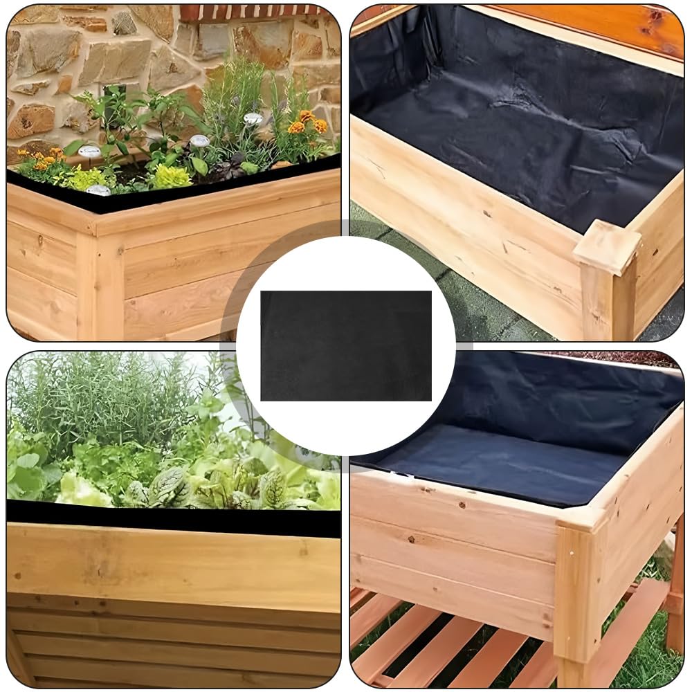 160cm x 290cm Fabric Liner for Large Veg Trough Outdoor Raised Bed Planter Liner, Non Woven Black Vegetable Trugs - Image 5