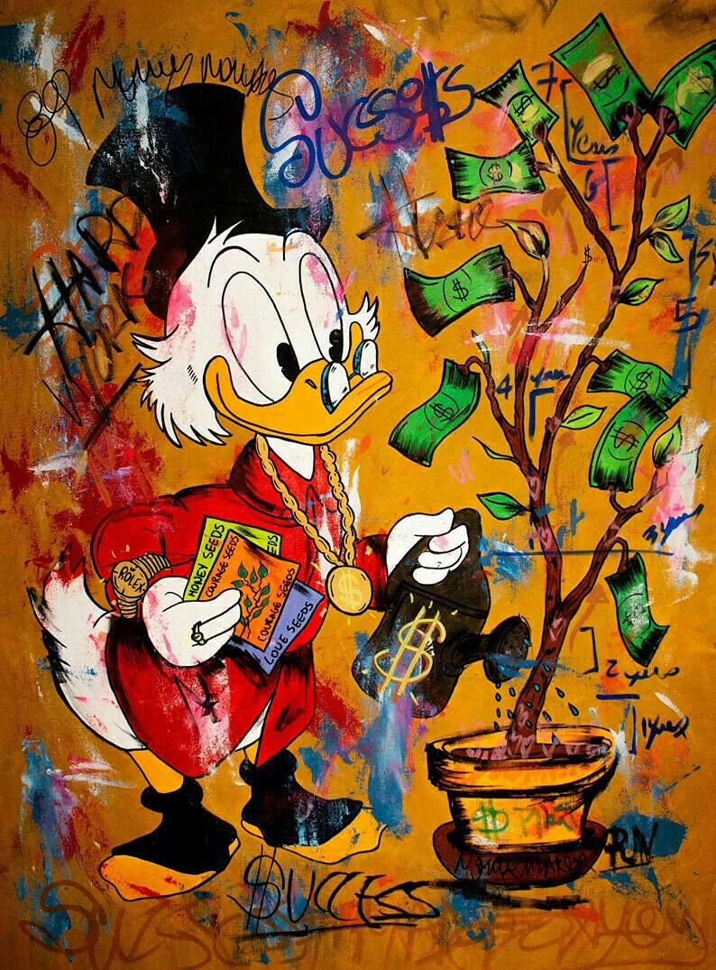 Magic Canvas Art Dagobert Duck Problems Pop Art Stampa Su Alluminio Dibond 60x30 Cm Made In Germany