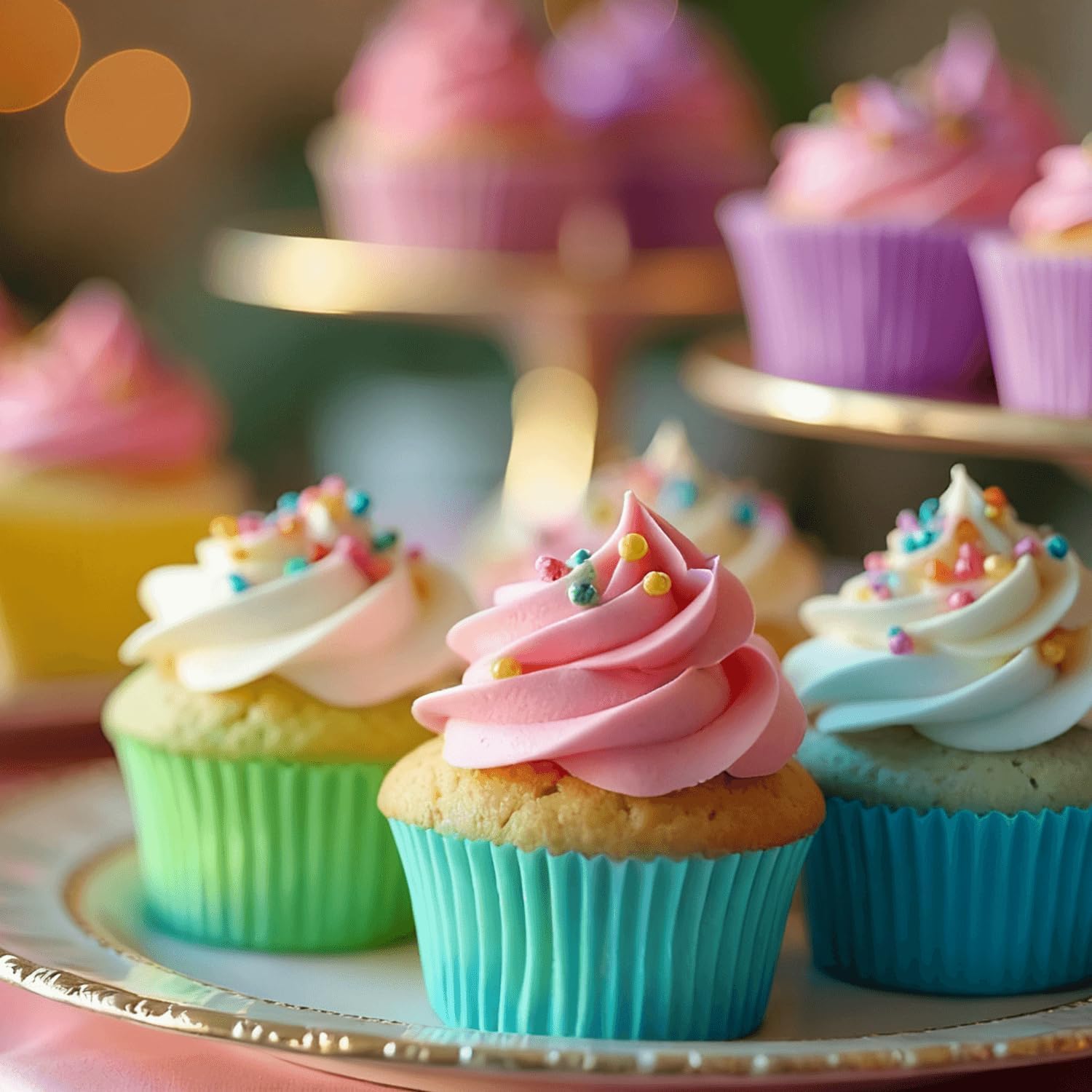 400 Pcs Mini Bright Rainbow Cupcake Liners Paper Baking Cups