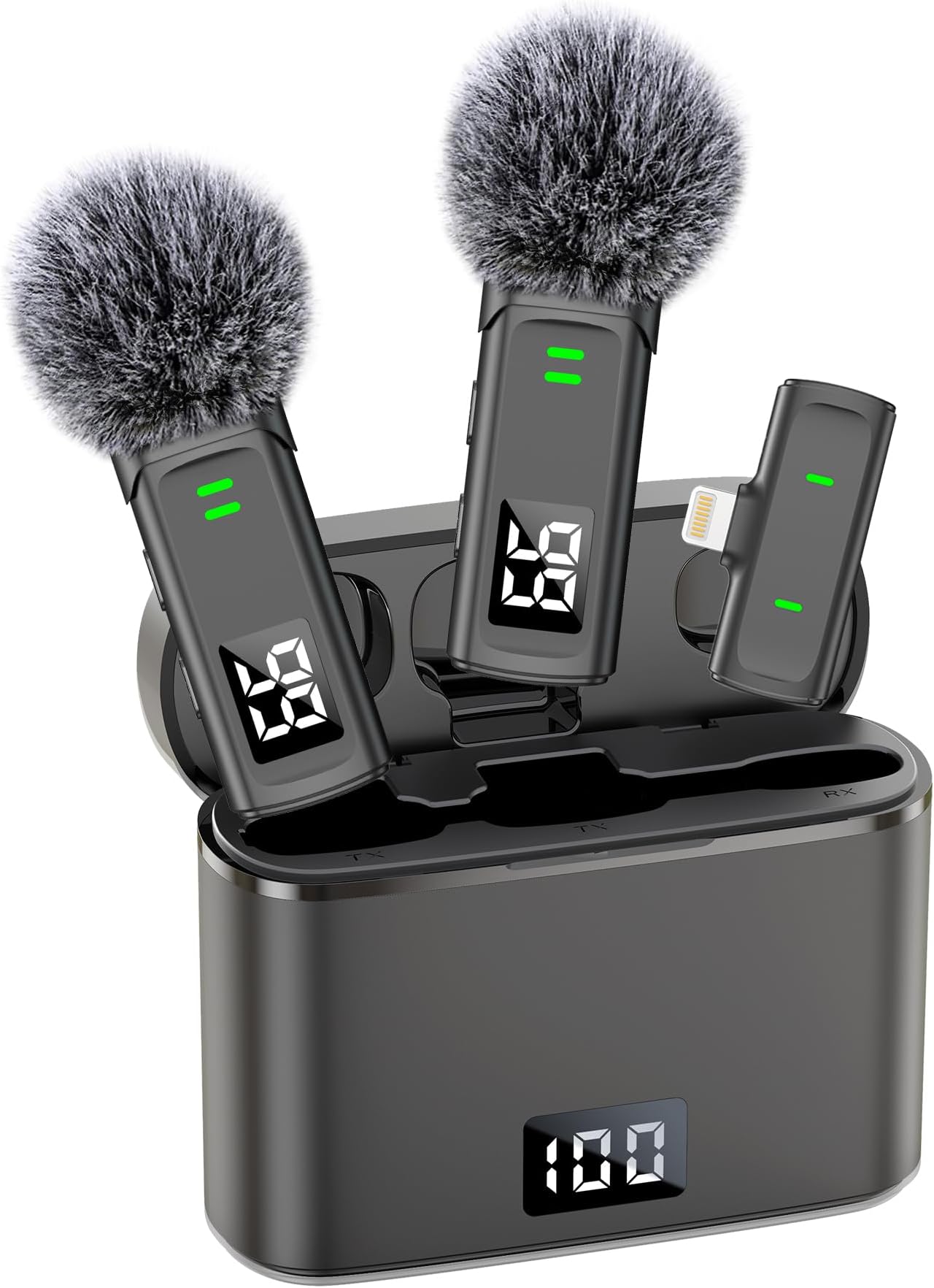 Wireless Lavalier Microphones for iPhone 14/13/12/11 Pro/11/XS MAX/XR/8/7 Lapel Microphone for Video Recording Tiny Mics for YouTube Podcast with Carrying Case