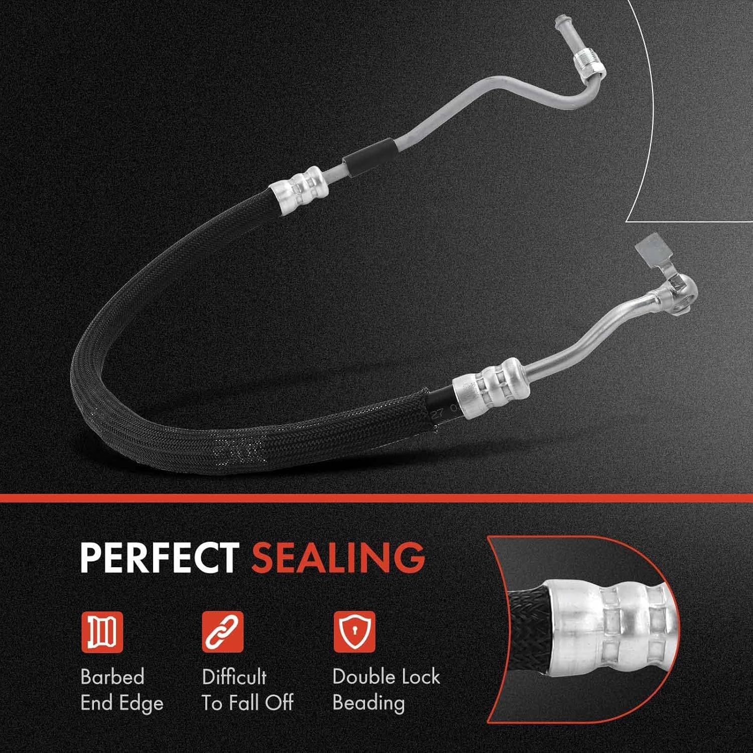 A-Premium Power Steering Pressure Hose Line Assembly Compatible with Ram 2500 2013-2018, 3500 2013-2018, 4500 2013-2015, 5500 2013-2015, 6.7L, with O-ring & Washer, Pump To Hydraulic Brake Booster