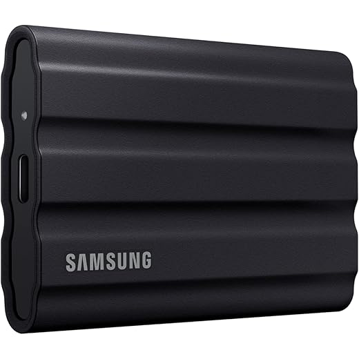Samsung T7 Shield Portable SSD 1TB, USB 3.2 Gen2 External SSD, Up to 1,050MB/s, Rugged, IP65 Water & Dust Resistant, for Photographers, Content Creators and Gaming, Mac Compatible, MU-PE1T0S, Black