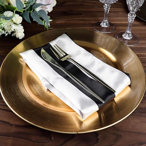 Miniatura 8 de Efavormart - 5 servilletas de satén a rayas negras y blancas para decoración de mesa de banquetes de boda, fiesta, 20 x 20 pulgadas