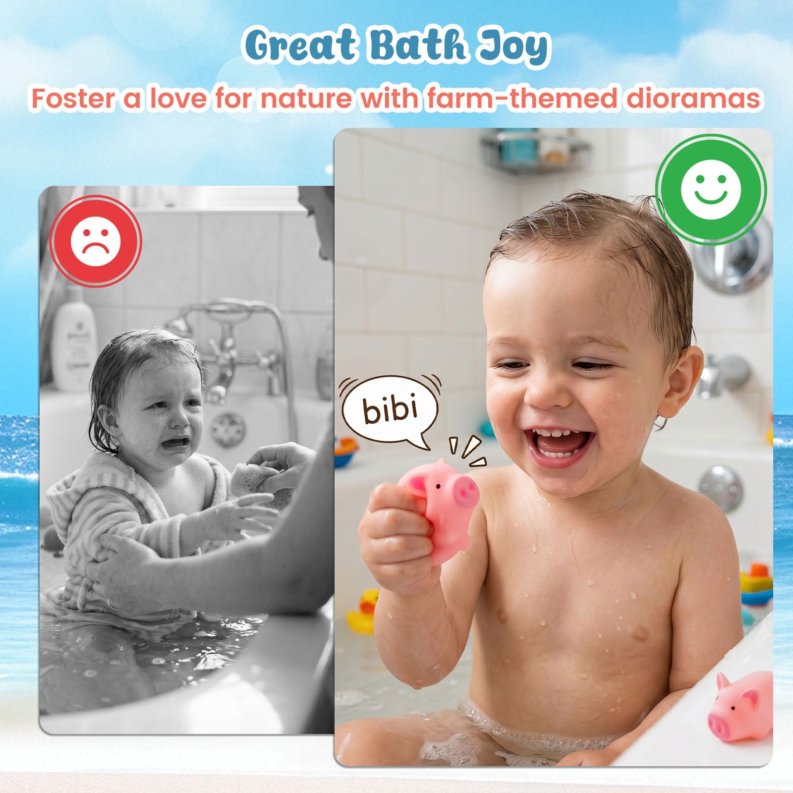 HAKACC 20 PCS mini Rubber Pig Baby Bath Toys Pink Rubber Screaming