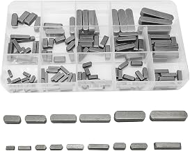 142 Pcs Carbon Steel Round Ended Feather Keys Set,16 Sizes | 8mm-35mm Parallel Drive Shaft Keys Stock Assortment for Fasteners Mechanical Industry