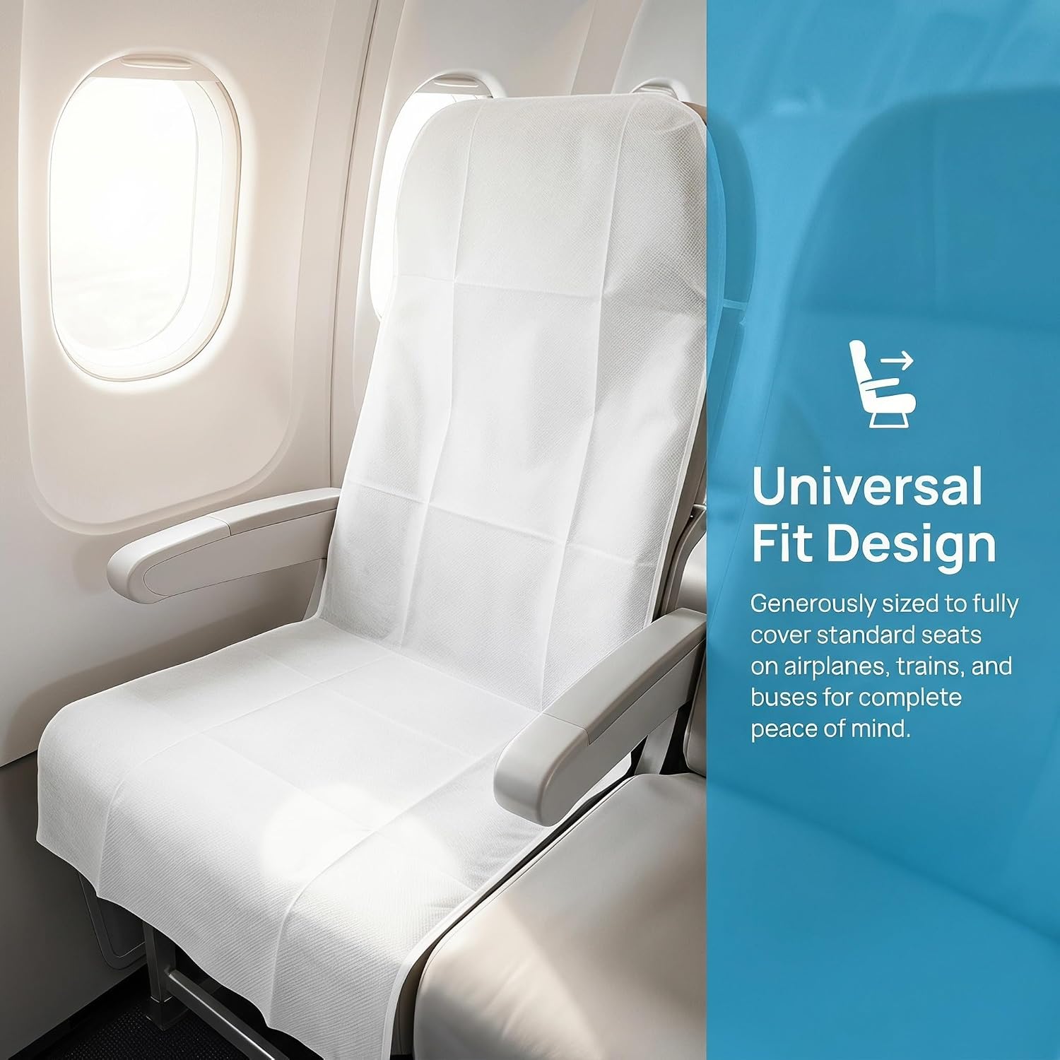 UKCOCO 10pcs Disposable Non-Woven Fabric Seat Covers for Public Transportation Seats, Soft Skin-Friendly Comfort with Fine-Textured Surface, for Train and Bus Travel Protection