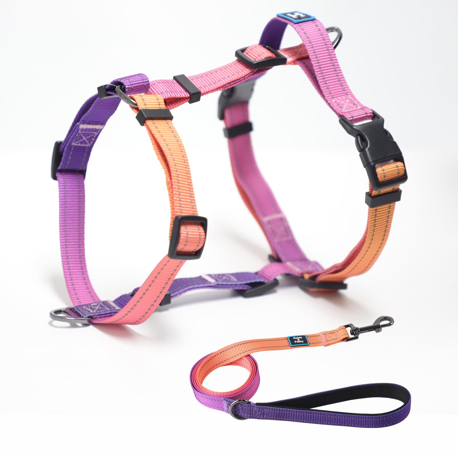 Roses&Poetry Puppy Dog Harness and Leash Set, No Pull Dog Harness Adjustable Reflective, Dog Halter Harnesses Comfort Padded Handle, Pet Harness for Training Outdoor Walking?Mistyrose-XS