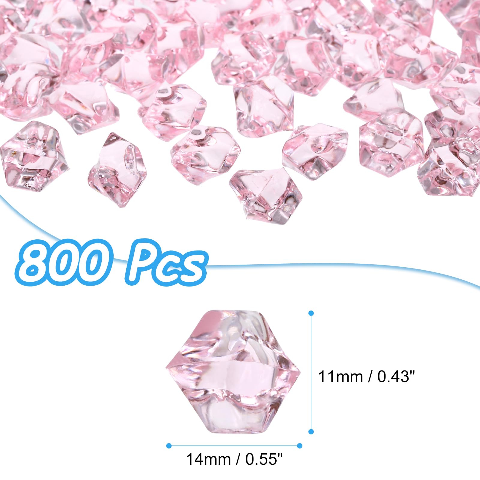 QUARKZMAN 800pcs Sassi di Ghiaccio Finti Acrilico Rosa Rosso, Pietre di Cristallo, Diamanti Finti Splendenti Ghiaccio Tritato per Riempitivi Vasi