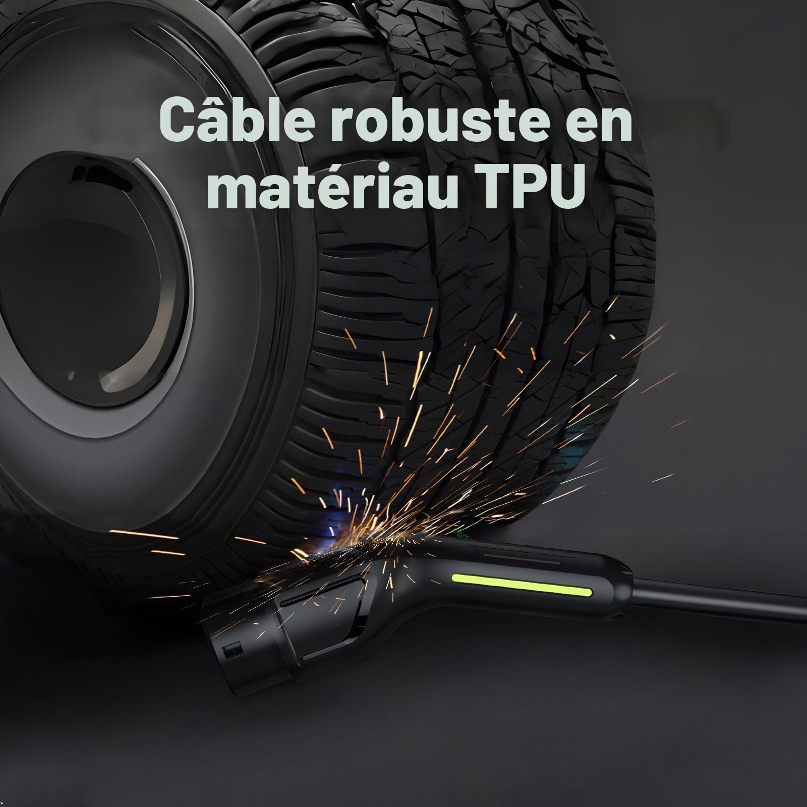 Chargeur Voiture Electrique,11KW EV Chargeur Type 2,Câble Type 2 Schuko,Courant réglable [3-phasé][6-16A],Câble de Charge 5M,IP65 étanche,Temps de Charge réglable[30Min-5H]